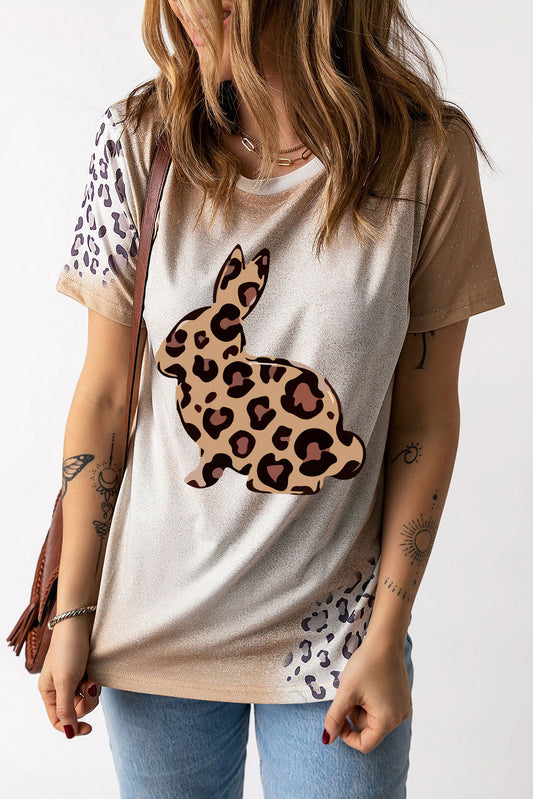Easter Bunny Leopard Graphic Tee Shirt