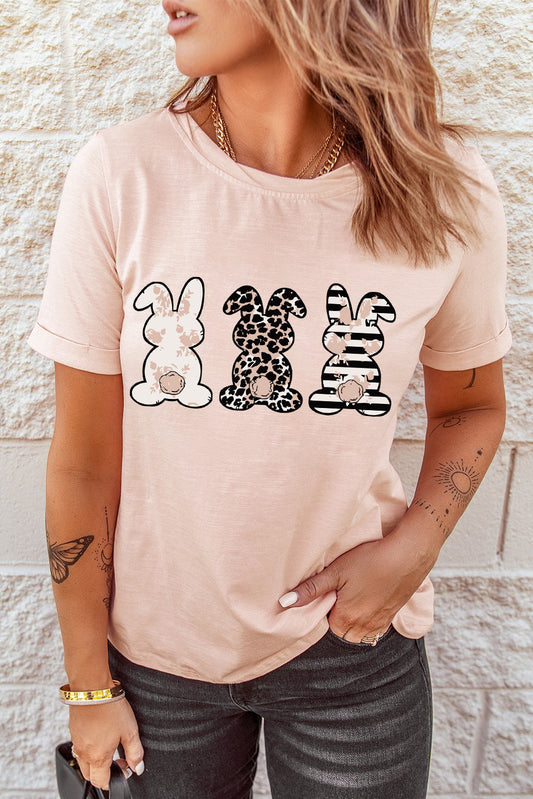 Easter Bunny Trio Graphic Cuffed Tee Shirt