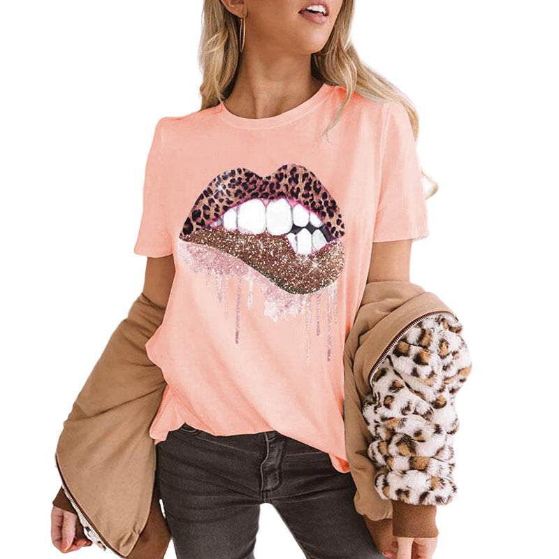 Kiss Me Rhinestone Short Sleeve T-Shirt