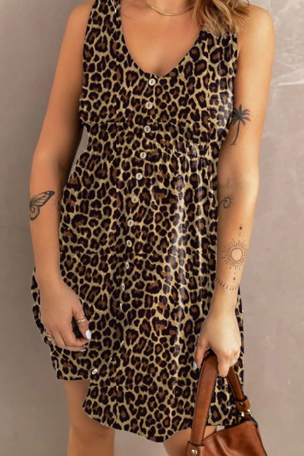 Spotted Sleeveless Dress with Pockets