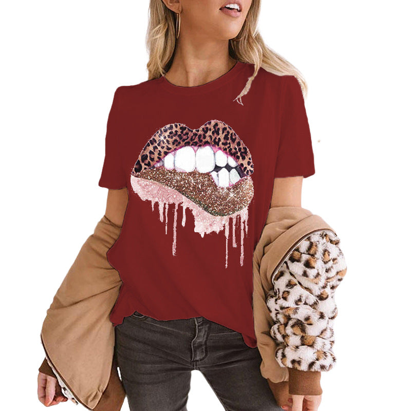 Kiss Me Rhinestone Short Sleeve T-Shirt