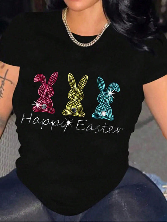 HAPPY EASTER Graphic Round Neck T-Shirt