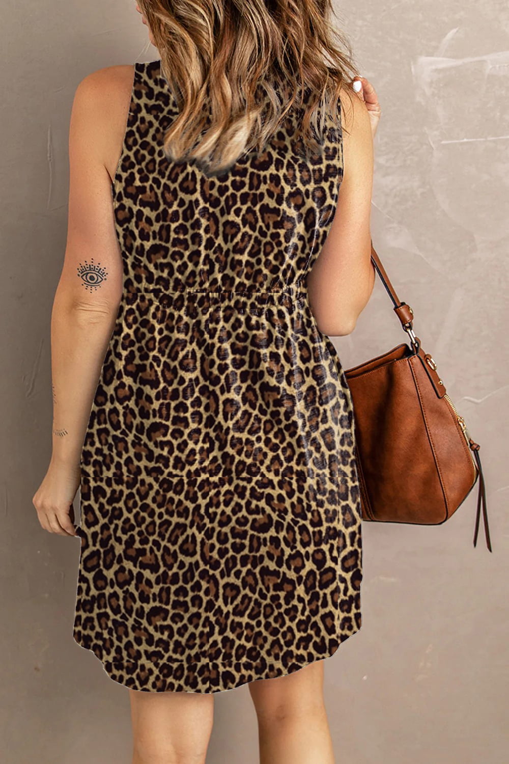 Spotted Sleeveless Dress with Pockets