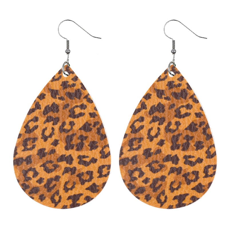 The Loren Faux Leather Teardrop Earrings