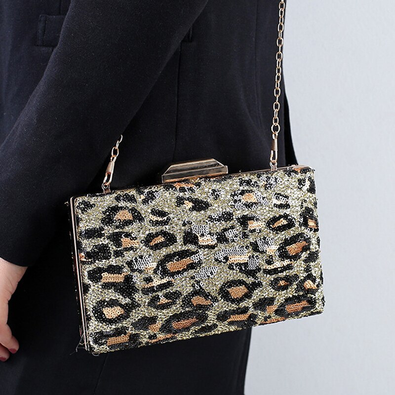 Sequined Leopard Clutch