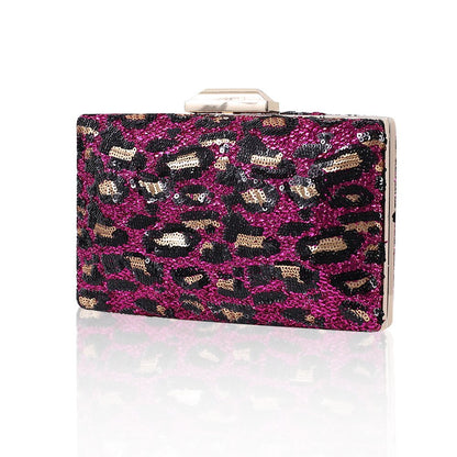 Sequined Leopard Clutch