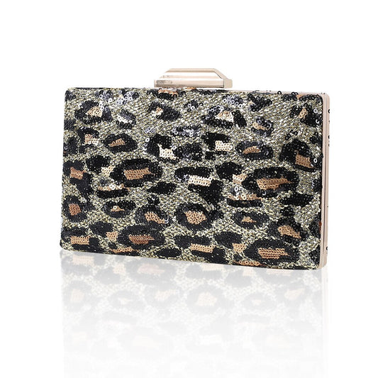 Sequined Leopard Clutch