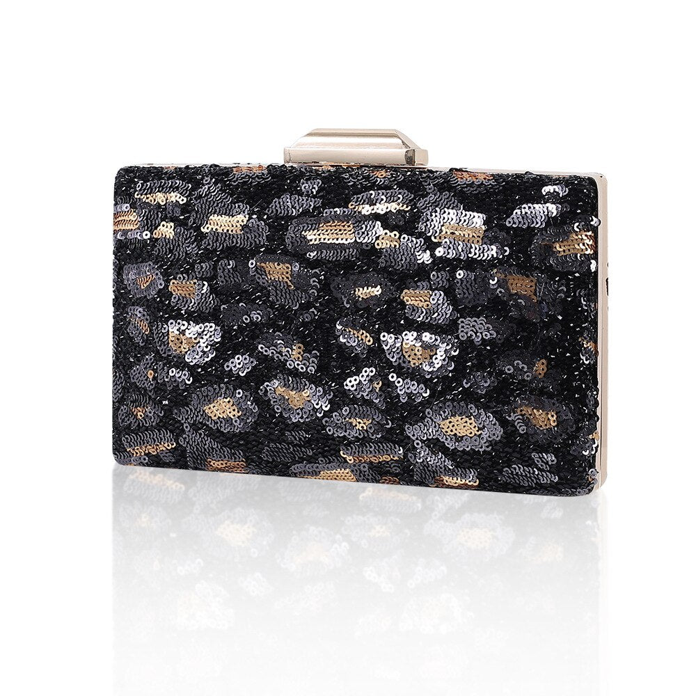 Sequined Leopard Clutch