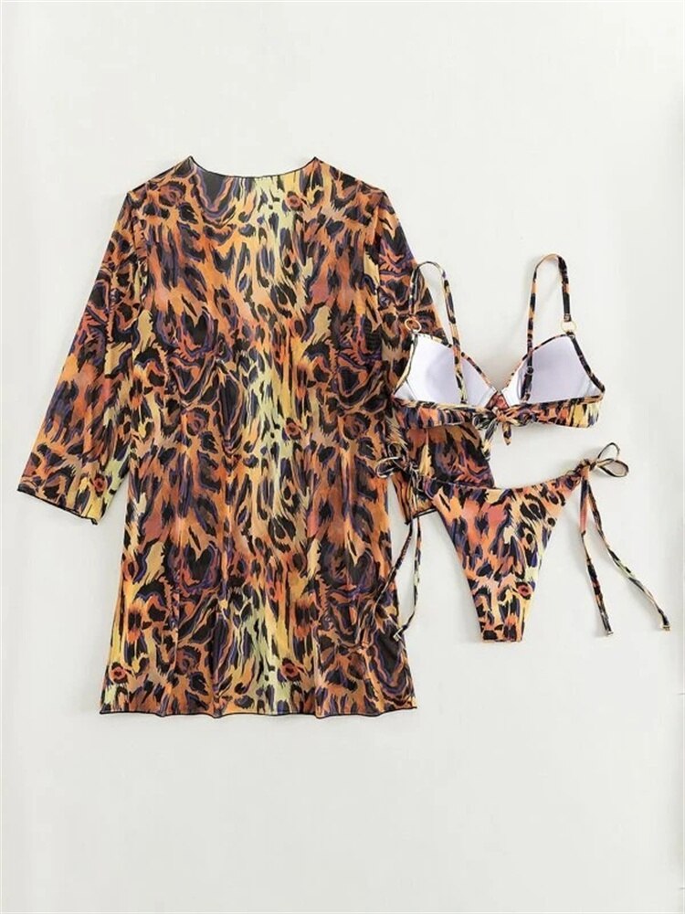 Wild About The Beach 3 Piece Bikini and Cover Up Set