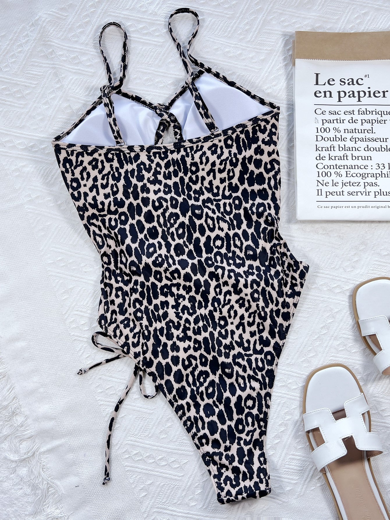 Cutout Tie One-Piece Swimsuit - Safari Print Temptation