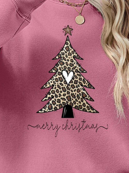 Heart Christmas Tree Graphic Long Sleeve Sweatshirt