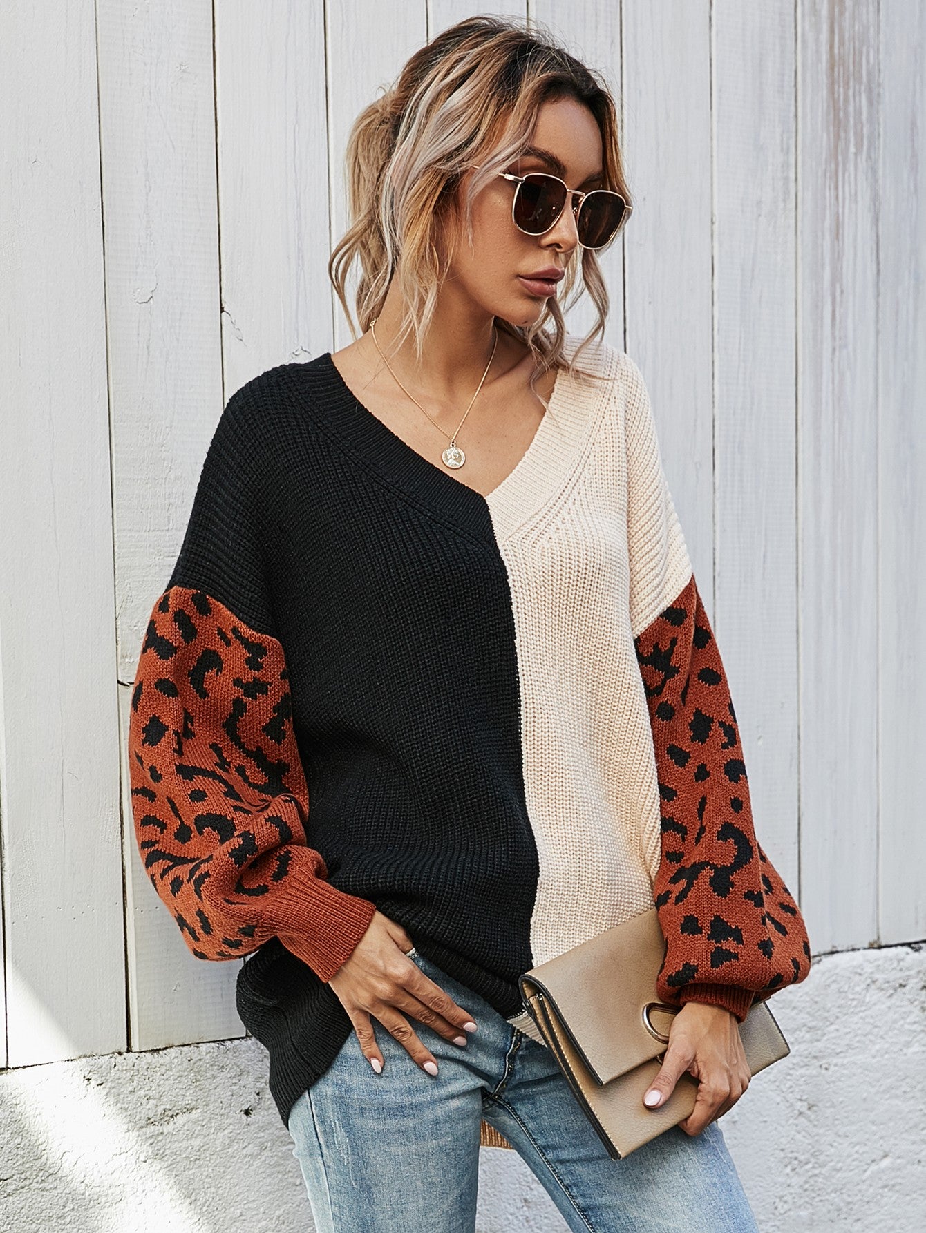 Leopard Sleeve Sweater