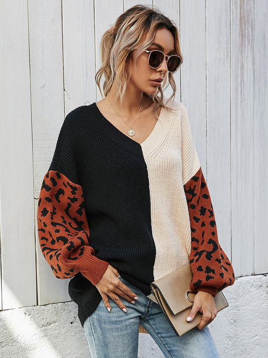 Leopard Sleeve Sweater