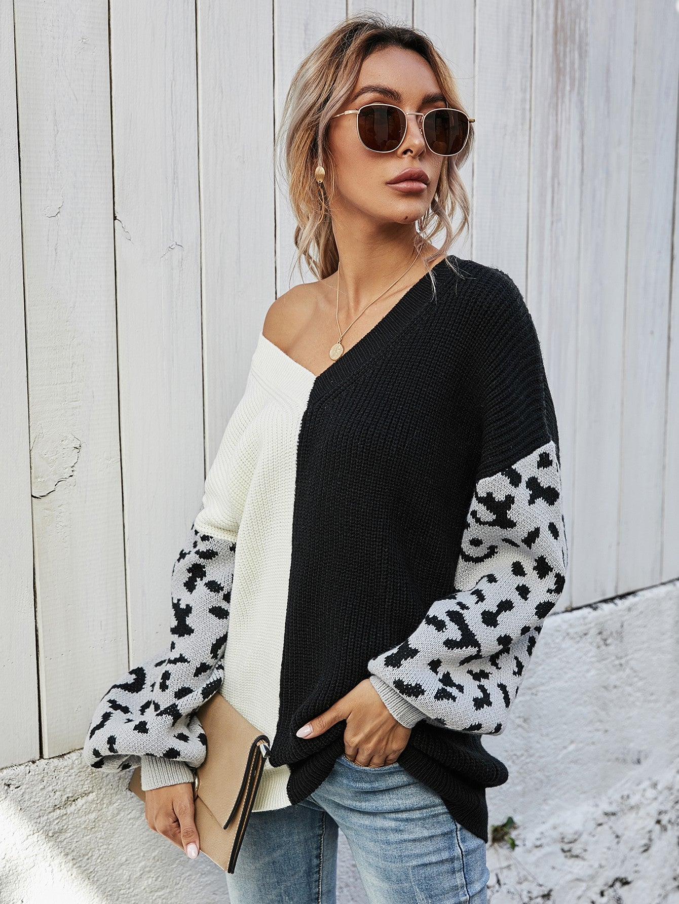 Leopard Sleeve Sweater