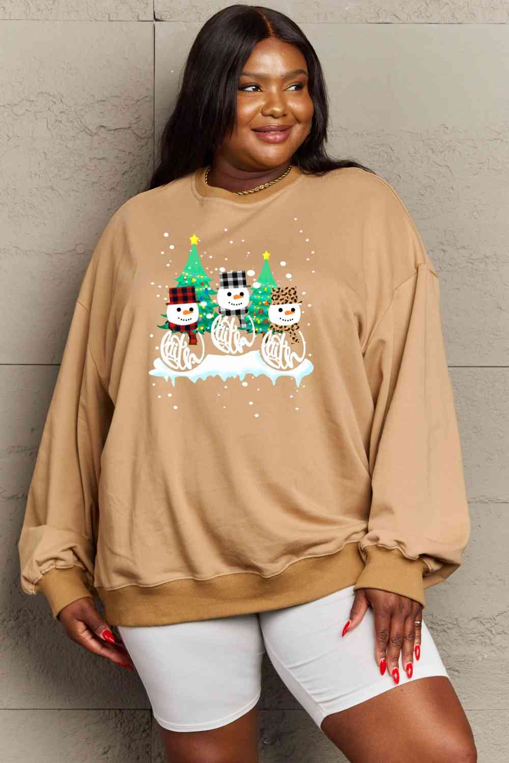 Let It Snow Full Size Graphic Round Neck Sweatshirt