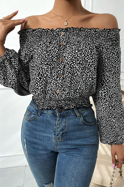 Sultry Off-Shoulder Top With Frill Trim