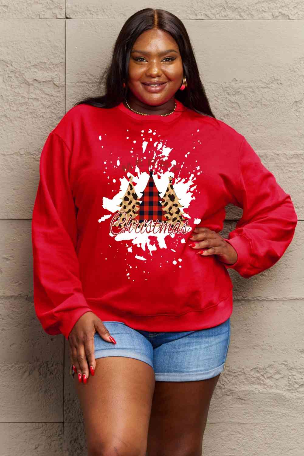 Holiday Burst MERRY CHRISTMAS Graphic Sweatshirt