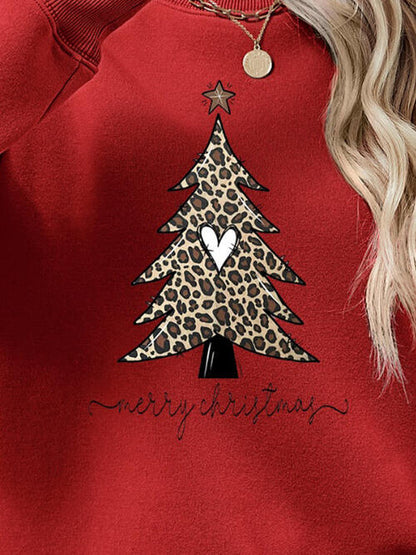 Heart Christmas Tree Graphic Long Sleeve Sweatshirt