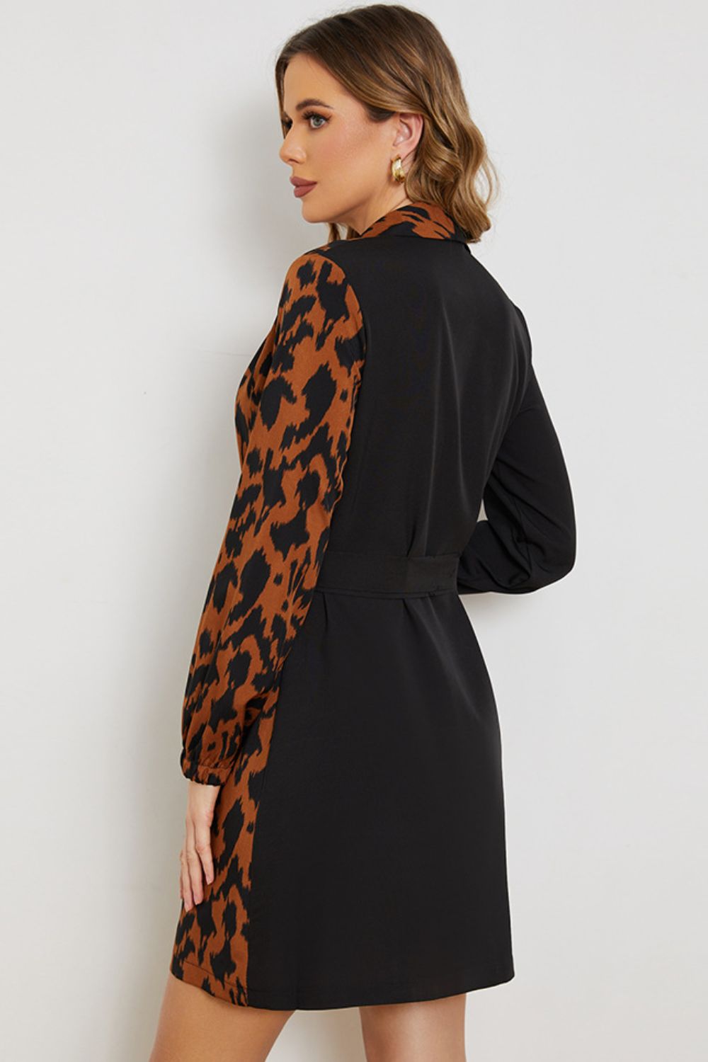 Safari Chic Belted Shawl Collar Dress