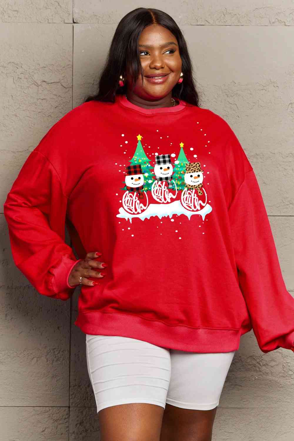 Let It Snow Full Size Graphic Round Neck Sweatshirt