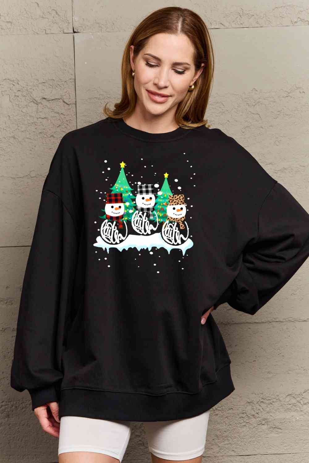 Let It Snow Full Size Graphic Round Neck Sweatshirt