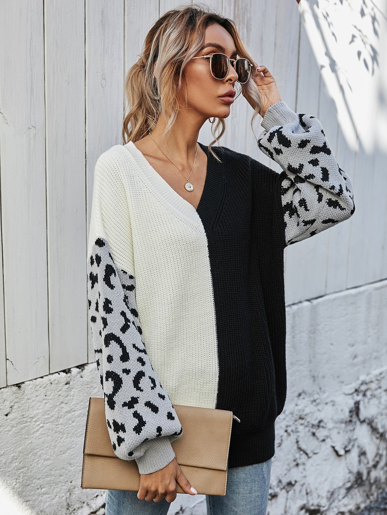 Leopard Sleeve Sweater