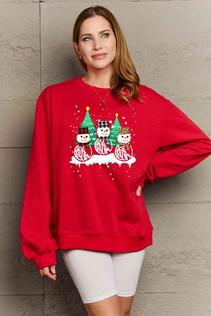 Let It Snow Full Size Graphic Round Neck Sweatshirt