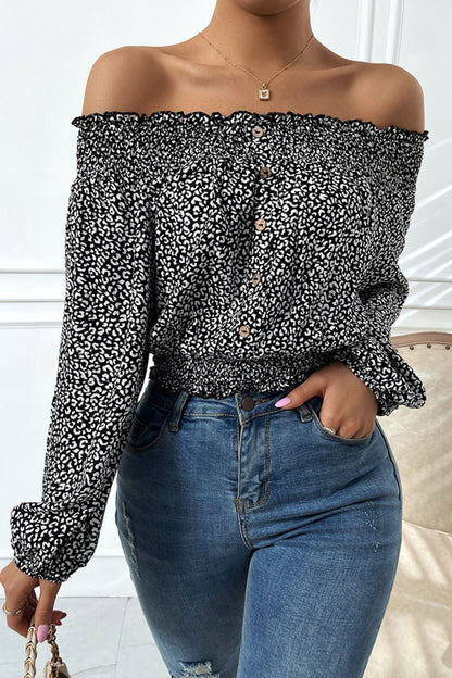 Sultry Off-Shoulder Top With Frill Trim