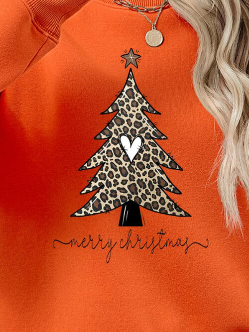 Heart Christmas Tree Graphic Long Sleeve Sweatshirt