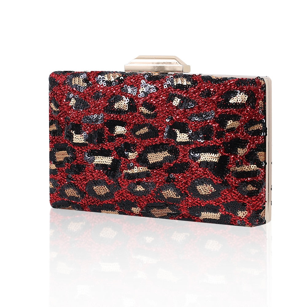 Sequined Leopard Clutch