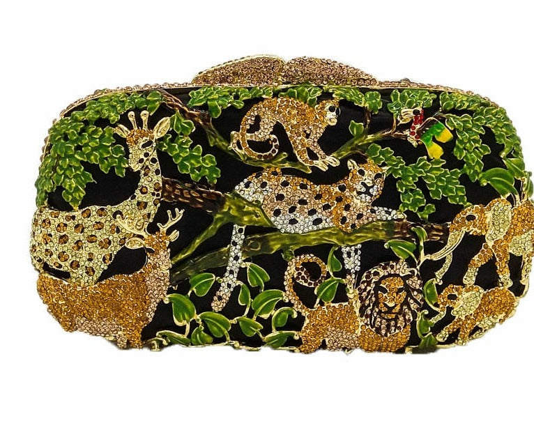 Minaudiere Crystal Safari Forest Clutch