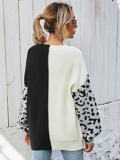 Leopard Sleeve Sweater