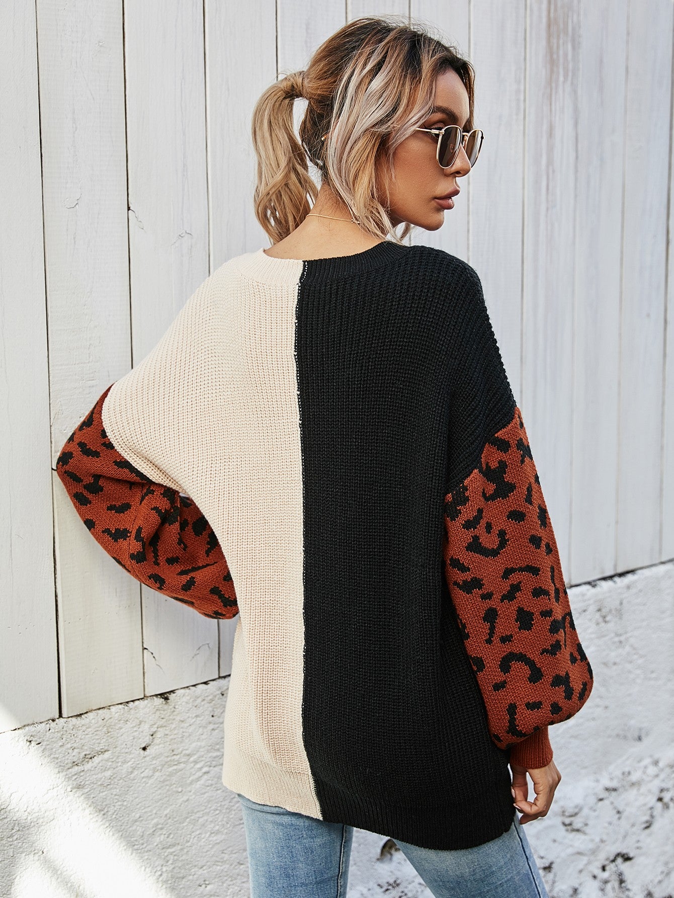 Leopard Sleeve Sweater