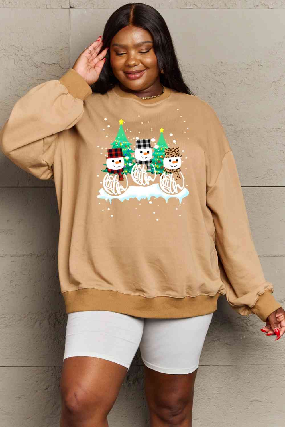 Let It Snow Full Size Graphic Round Neck Sweatshirt