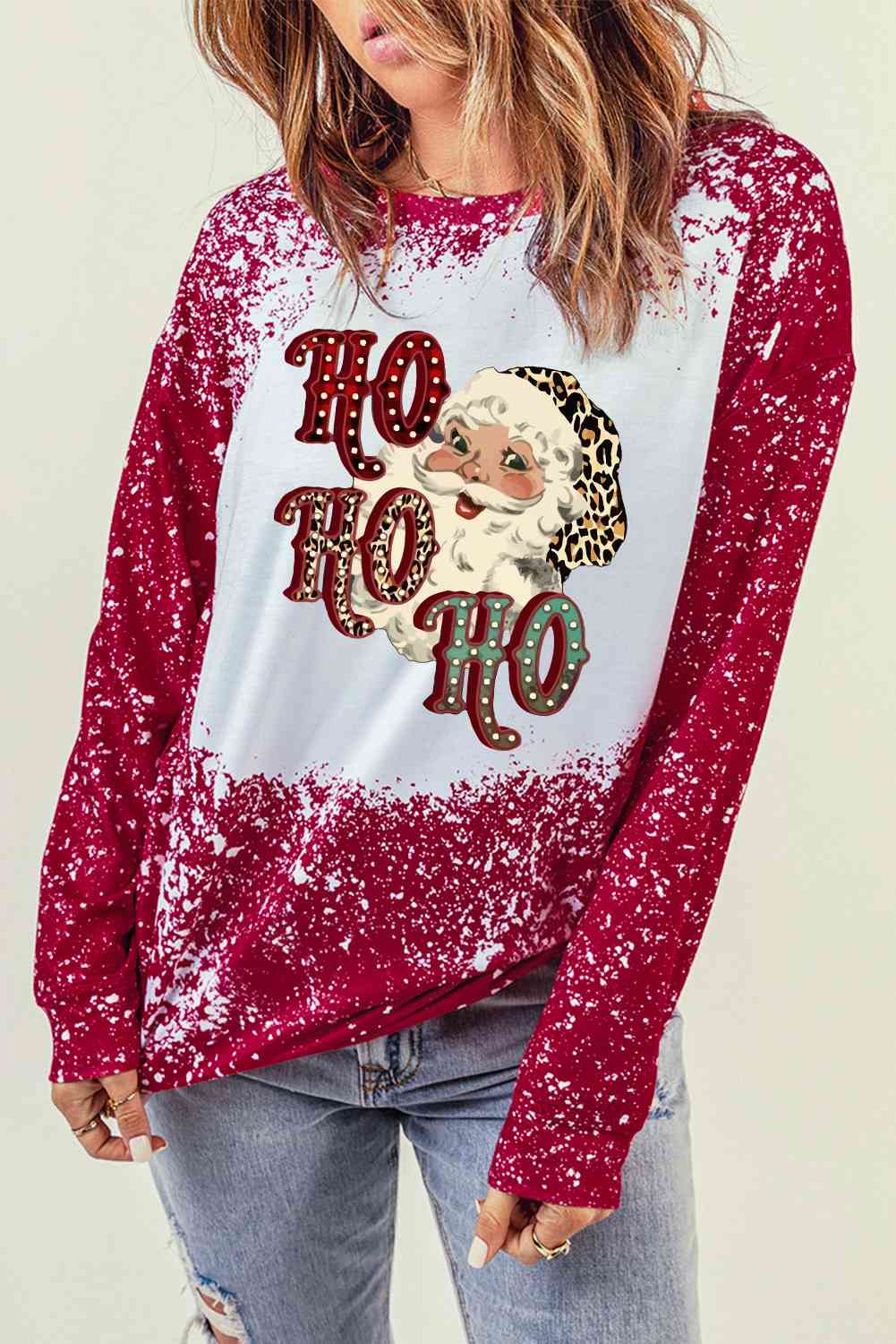 Santa "Ho Ho Ho" Graphic Long Sleeve T-Shirt