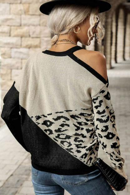 Wildcat Cold-Shoulder Color Block Sweater