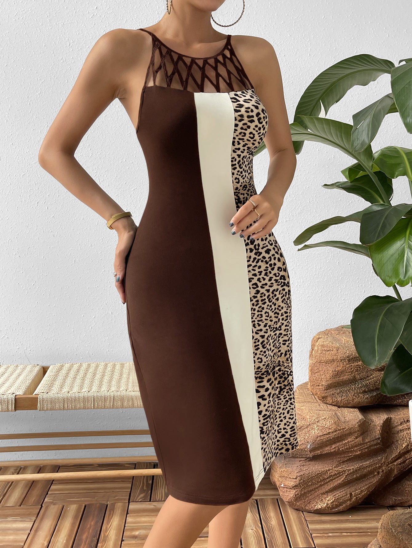 Safari Chic Cutout Sleeveless Knee-Length Dress