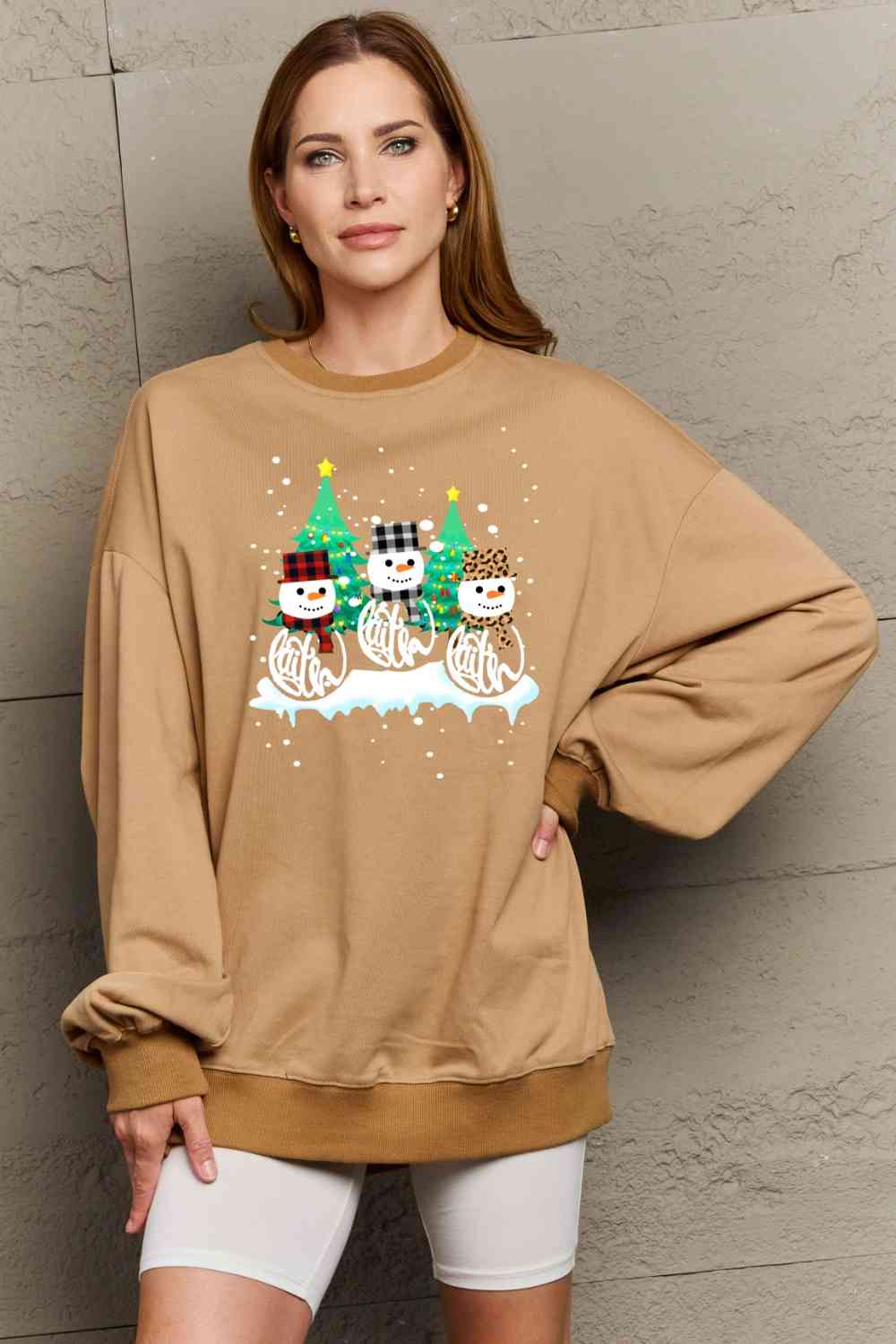 Let It Snow Full Size Graphic Round Neck Sweatshirt