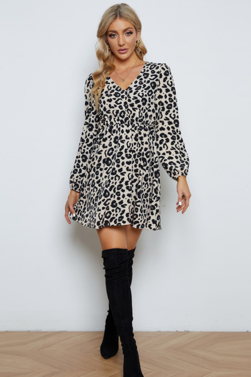 Whimsy Balloon Sleeve Dress - V-Neck Delight