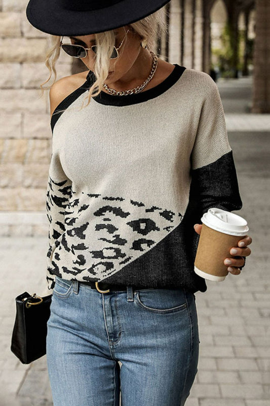 Wildcat Cold-Shoulder Color Block Sweater