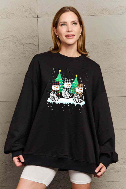 Let It Snow Full Size Graphic Round Neck Sweatshirt