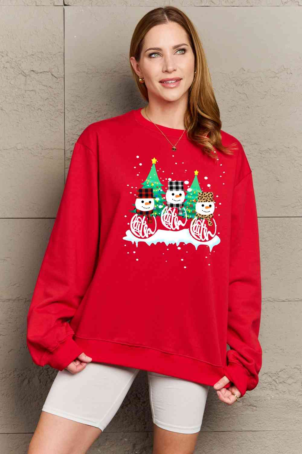 Let It Snow Full Size Graphic Round Neck Sweatshirt