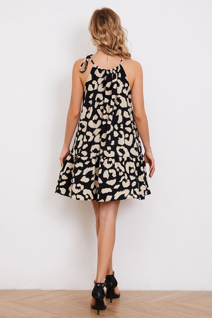 Charming Roar Ruffle Hem Sleeveless Dress