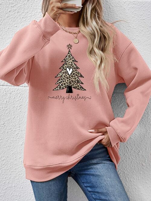 Heart Christmas Tree Graphic Long Sleeve Sweatshirt